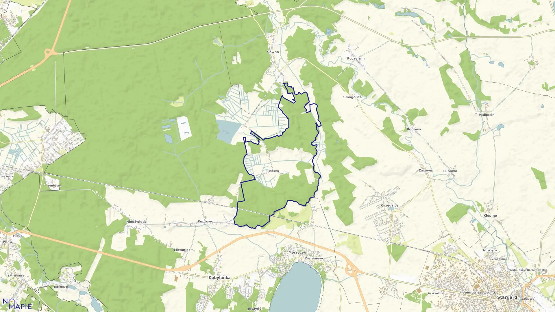 Mapa obrębu Cisewo w gminie Kobylanka