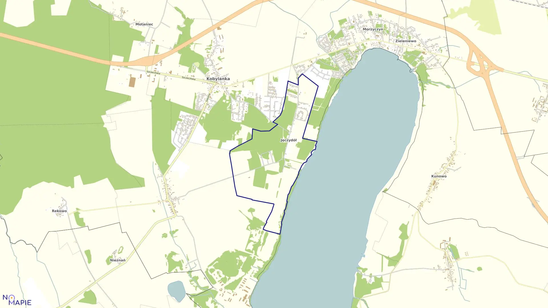 Mapa obrębu Jęczydół w gminie Kobylanka