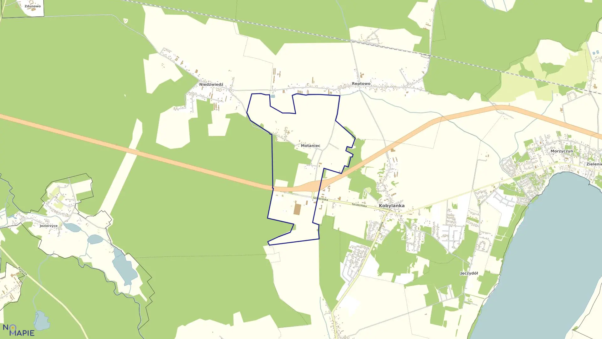 Mapa obrębu Motaniec w gminie Kobylanka