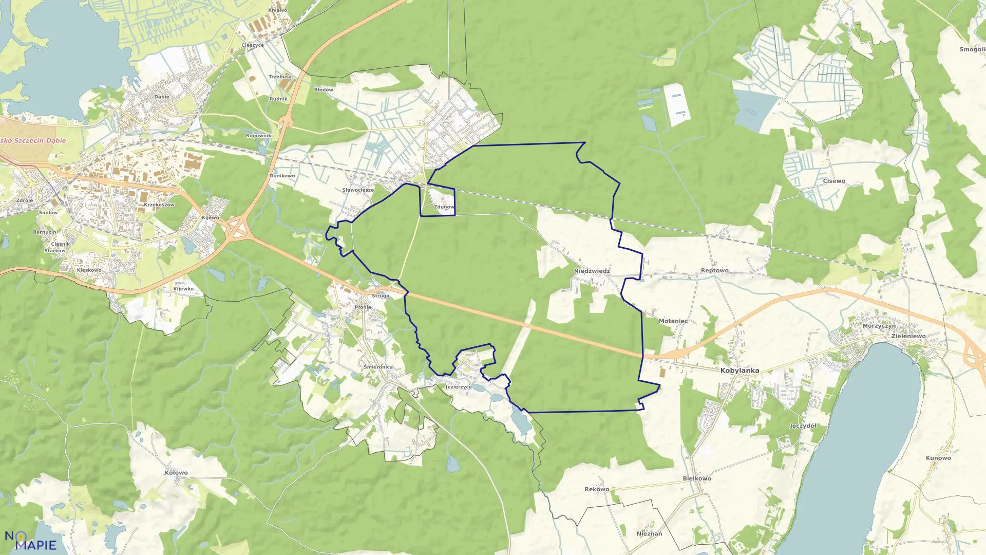 Mapa obrębu Niedźwiedź w gminie Kobylanka