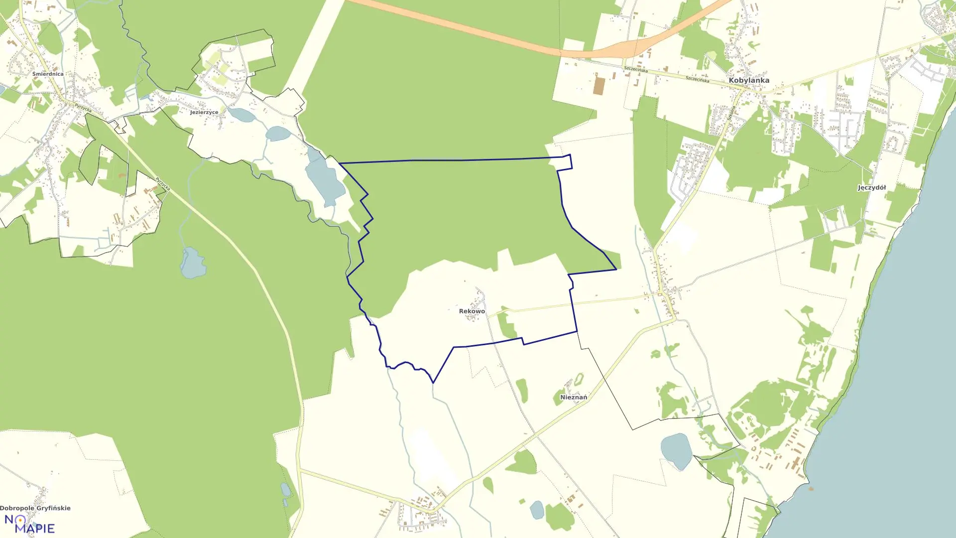 Mapa obrębu Rekowo w gminie Kobylanka