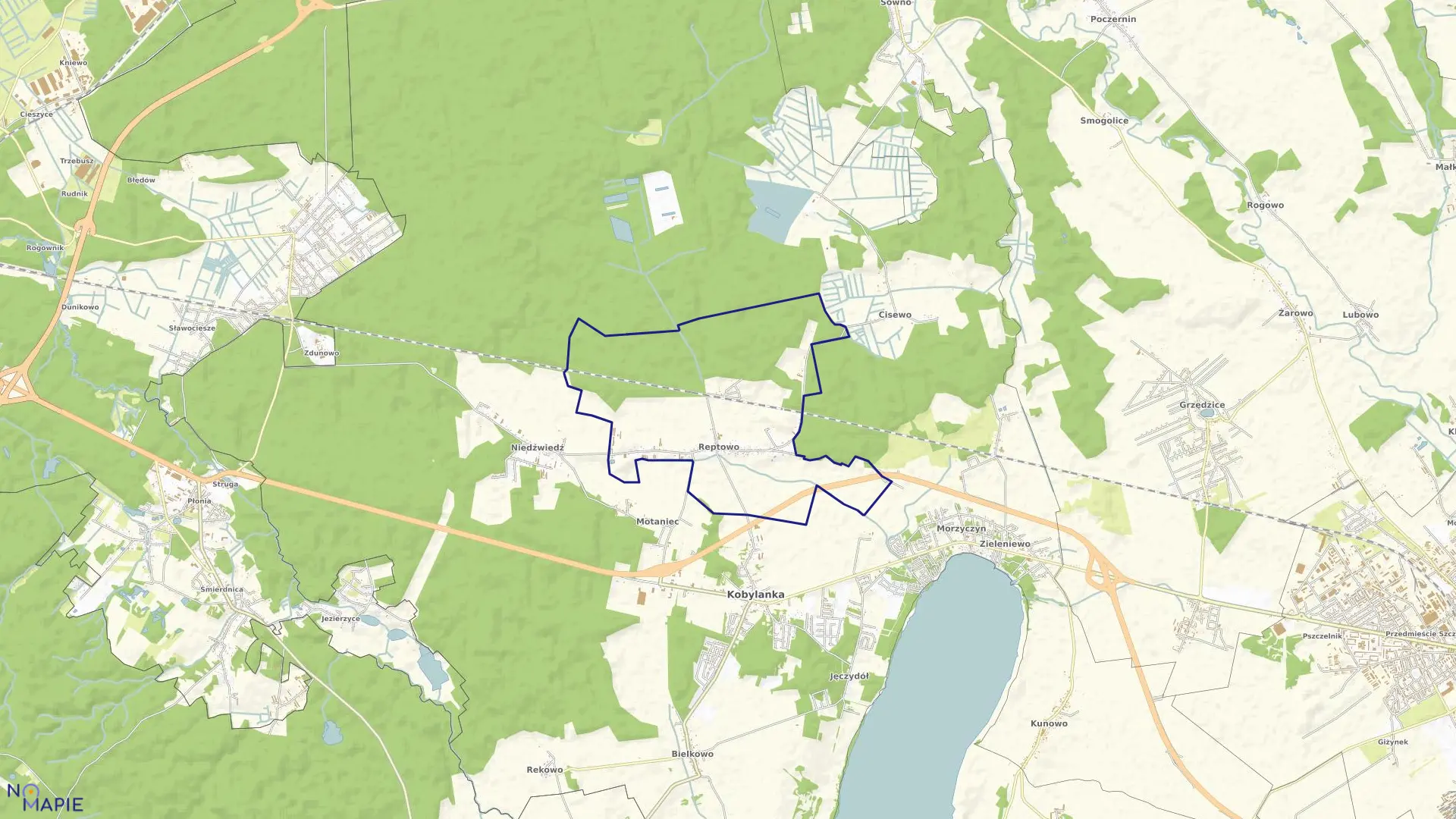 Mapa obrębu Reptowo w gminie Kobylanka